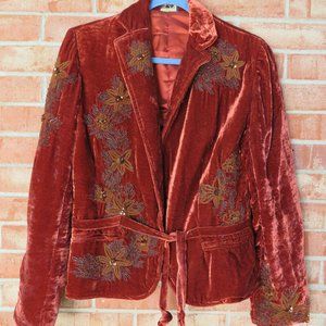 Joolay Embellished Rust Velvet Jacket